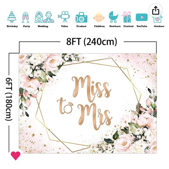 Miss to Mrs Bridal Shower Backdrop - Picture 2 of 3